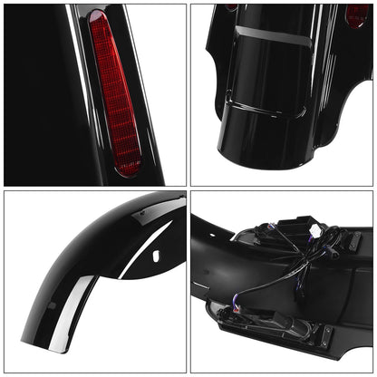 Stretched Hard Saddlebags LED Rear Fender System For Harley Electra Glide 93-08