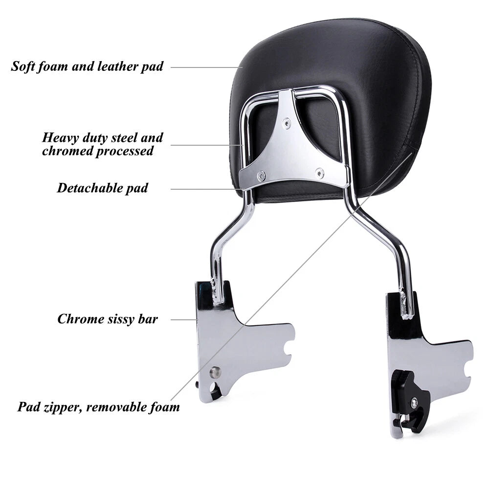 US Passenger Backrest Sissy Bar Pad For Harley Electra Glide Road King 1997-2008