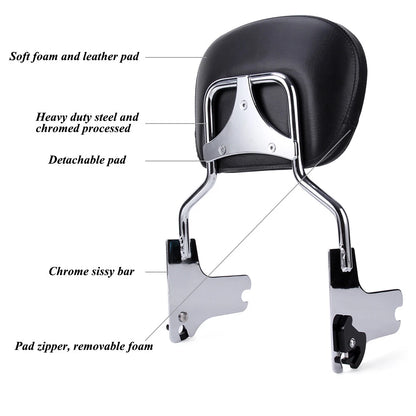 US Passenger Backrest Sissy Bar Pad For Harley Electra Glide Road King 1997-2008