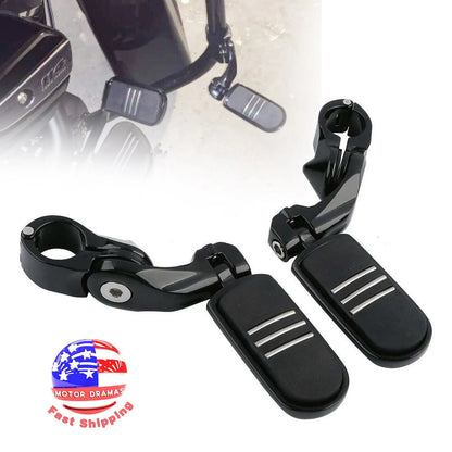 1-1/4" Short Highway Engine Guard Foot Pegs Footrests Mount Clamps For Touring