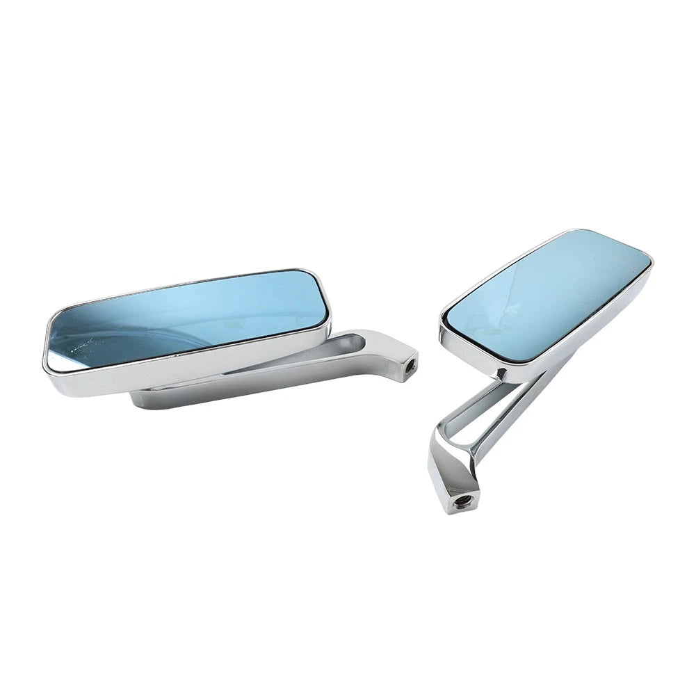 2x Chrome Blue Rearview Side Mirror For Harley For Honda For Kawasaki For Suzuki