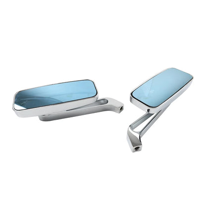 2x Chrome Blue Rearview Side Mirror For Harley For Honda For Kawasaki For Suzuki