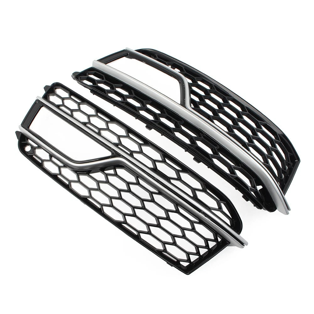 1 Pair Front Bumper Mesh Fog Light Grille Cover For Audi A5 S5 2013-2017