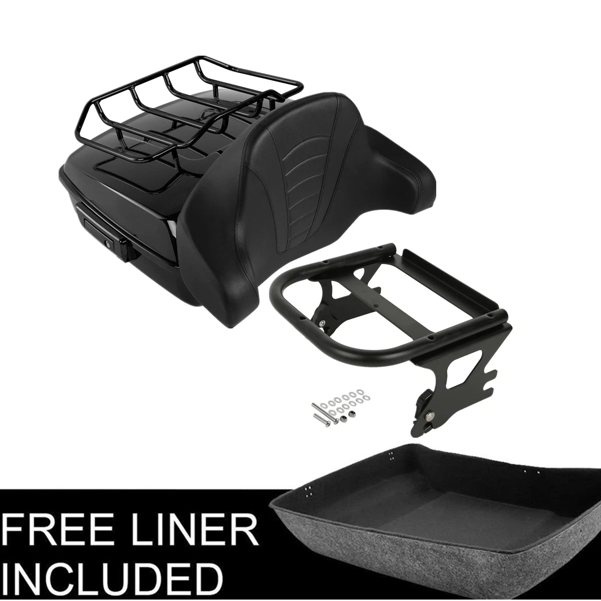 Black Chopped Trunk Rack Pad Fit For Harley Touring Street Glide 97-08