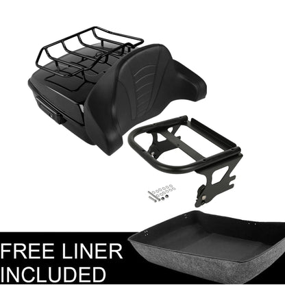 Black Chopped Trunk Rack Pad Fit For Harley Touring Street Glide 97-08