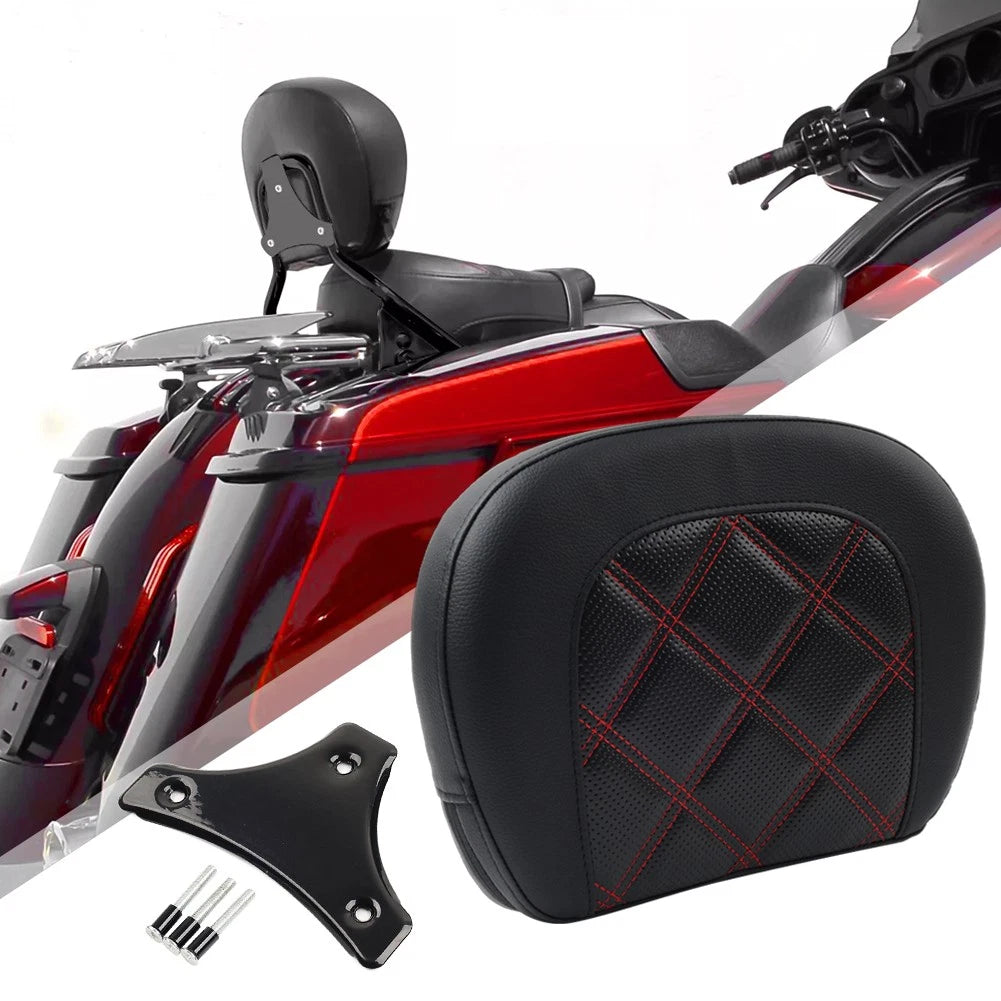 Red Stitching Passenger Sissy Bar Backrest Pad Bracket For Harley Street Glide
