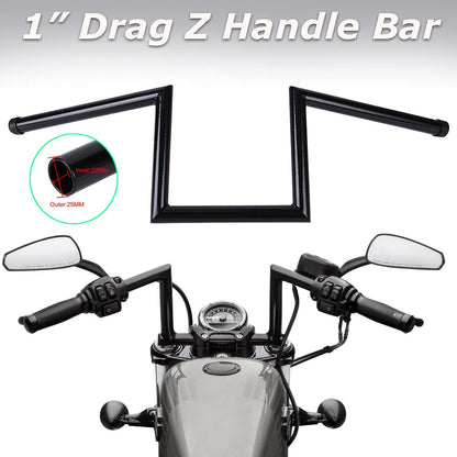 8" Rise Drag Ape Hanger Z Bars 1" Handlebars For Harley Sportster XL Chopper FX