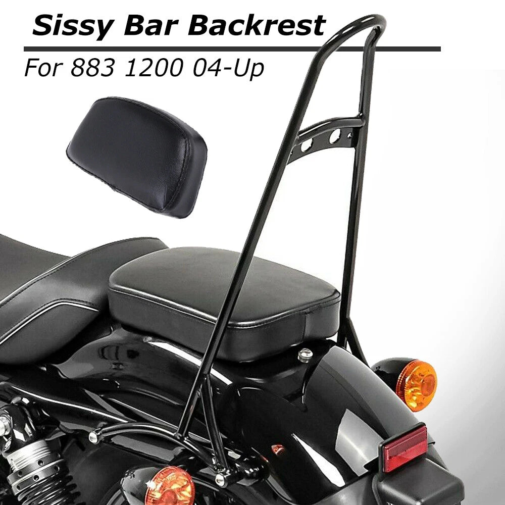 Detachable Sissy Bar Backrest Cushion Pad Black For Harley Sportster XL 883 1200