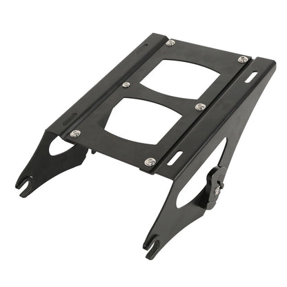 Black Razor Trunk Top Rail Backrest Pad Mount Rack Fit For Harley Touring 14-25