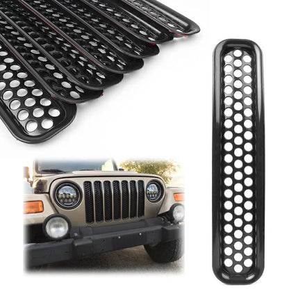 Front Grille Cover Insert Mesh Grill Black For Jeep Wrangler TJ 1997 1998 - 2006