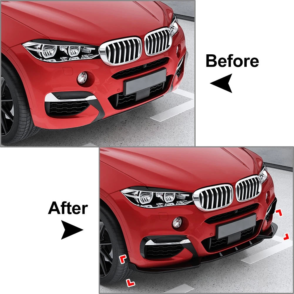 Glossy Black Front Bumper Lip Spoiler Splitter For BMW X6 F16 M Sport 2014-2019