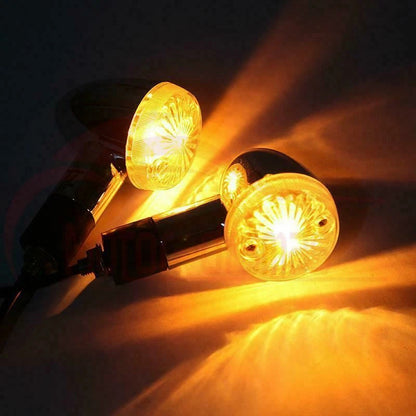 4Pcs Chrome Motorcycle Bullet Turn Signal Lights Indicators Blinkers Amber 12V