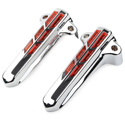 Front Lower Fork Leg Covers LED Light for Harley FLHR FLHTK FLHX Chrome-Orange