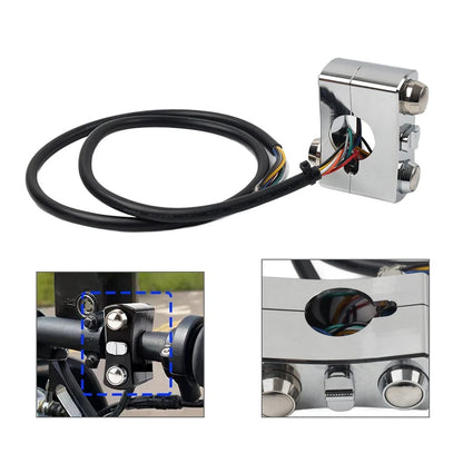1" Handlebar Control Switch Horn Turn Signal Light Chrome For Harley Bobber