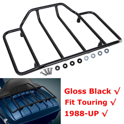 Black Tour Pack Pak Trunk Luggage Top Rack For Harley Road Street Electra Glide