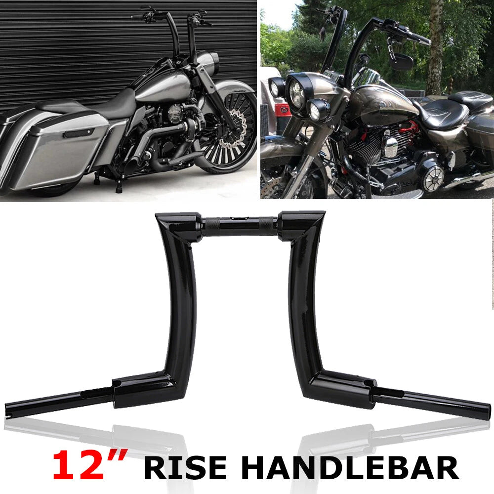 12" Rise 2" Ape Hanger Handlebars For Harley Sportster Fatboy Dyna Softail FLST