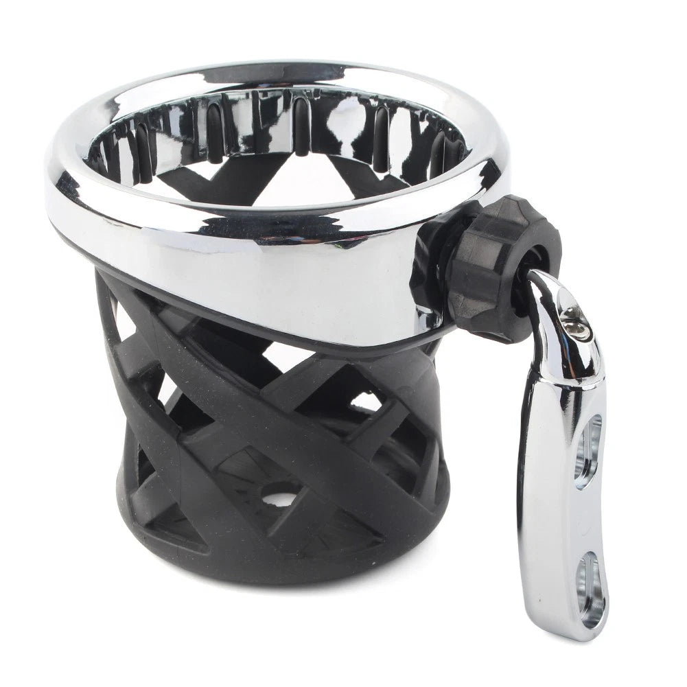 Motorbike Chrome Handlebar Cup Holder Drink W/Mesh Basket Universal For Harley