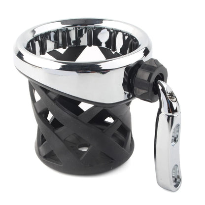 Motorbike Chrome Handlebar Cup Holder Drink W/Mesh Basket Universal For Harley