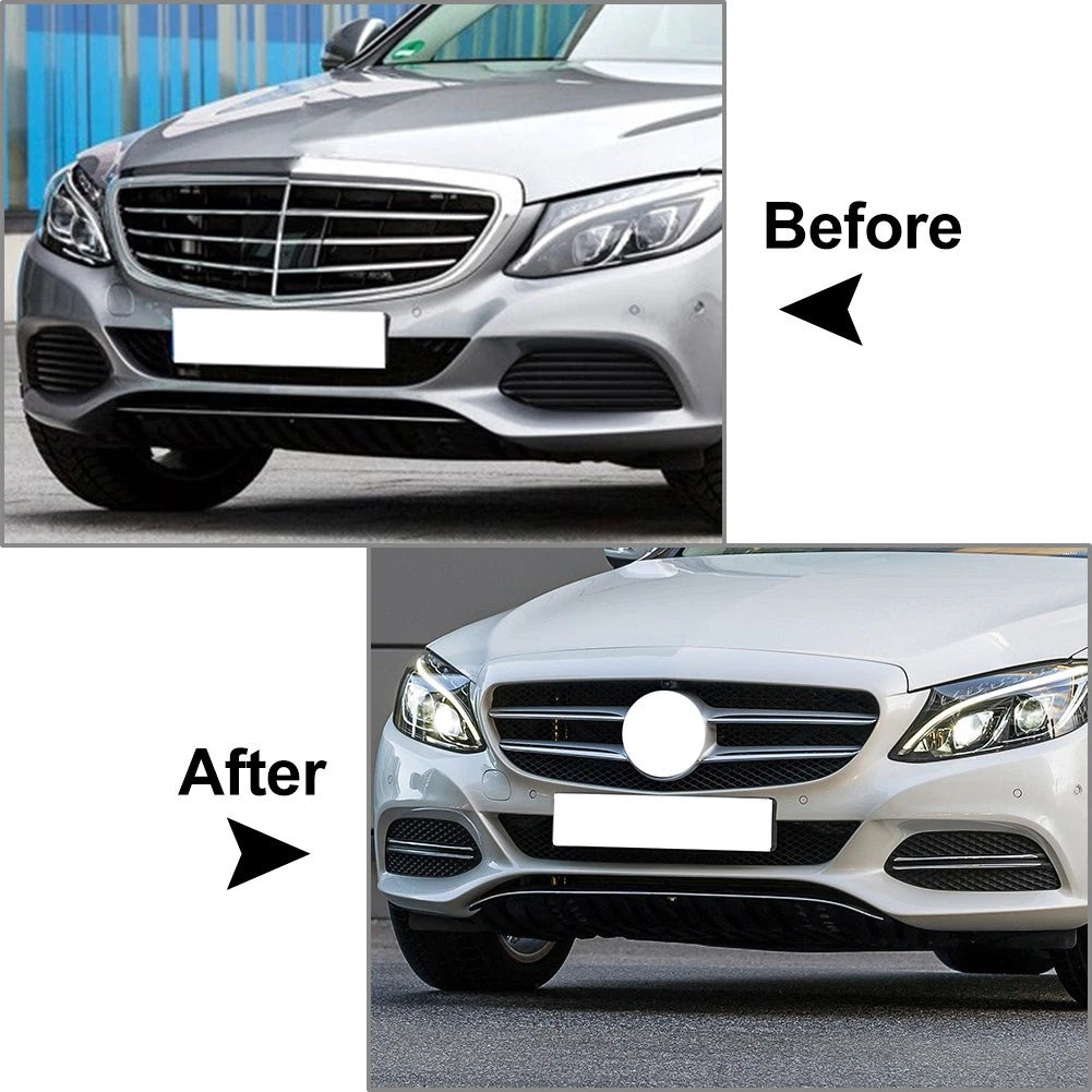 Fog Light Honeycomb Mesh Grilles Cover For Mercedes Benz C Class W205 C300 15-18