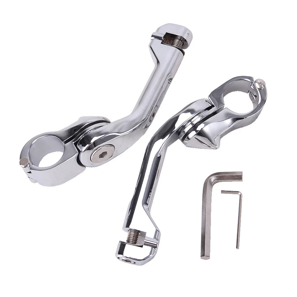 32mm Chrome Highway Long Angled Footpeg Pegs Mount Clamp For Harley Engine Guard