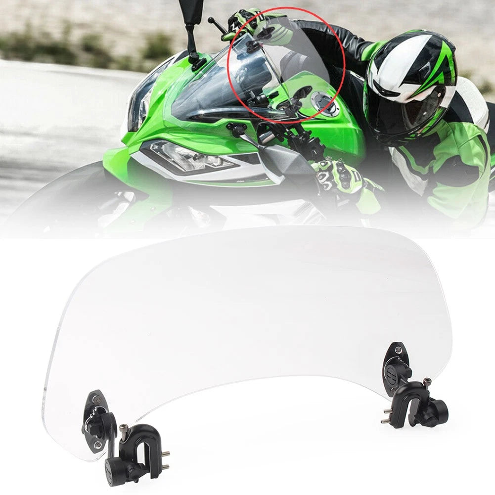 Adjustable Windshield Clip On Extension Spoiler Wind Deflector For Motorcycle