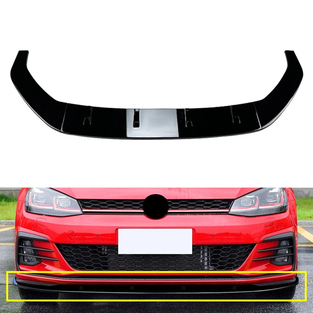 Front Bumper Spoiler Splitter Lip For VW Golf MK7.5 R Rline 2017-19 Black