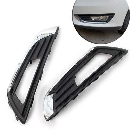1Pair Chrome Black Front Bumper Grill Fog Light Lamp Covers Fit FORD Focus 15-17