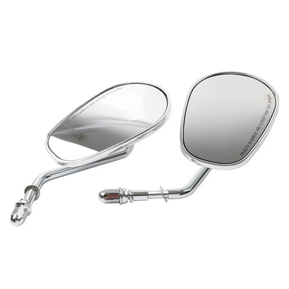 Chrome Motorcycle Short Stem Rearview Side Mirrors For Harley Electra Glide FLHT