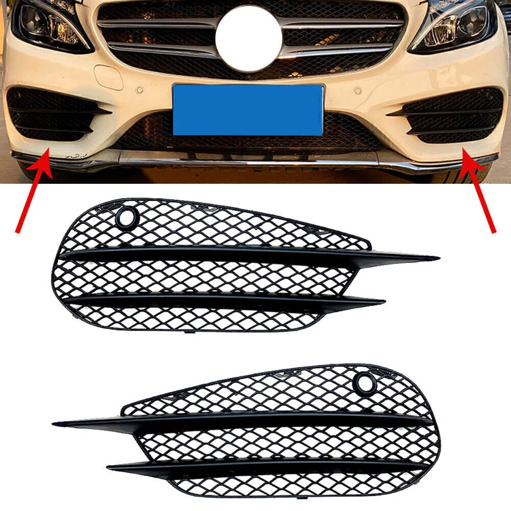 Front Bumper Fog Lamp Grille For Benz C Class W205 C180 C200 C260 2015-2018