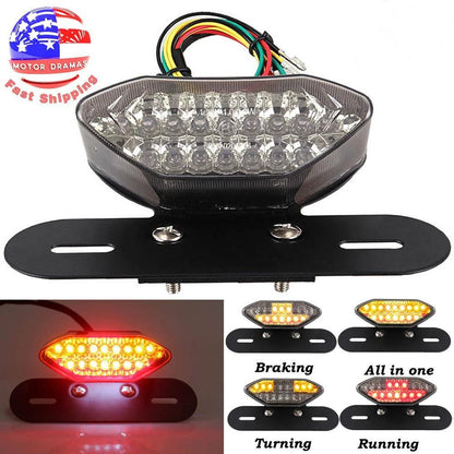 Motorcycle 16 LED Integrated Tail Lights License Plate Turn Signals Brake Light