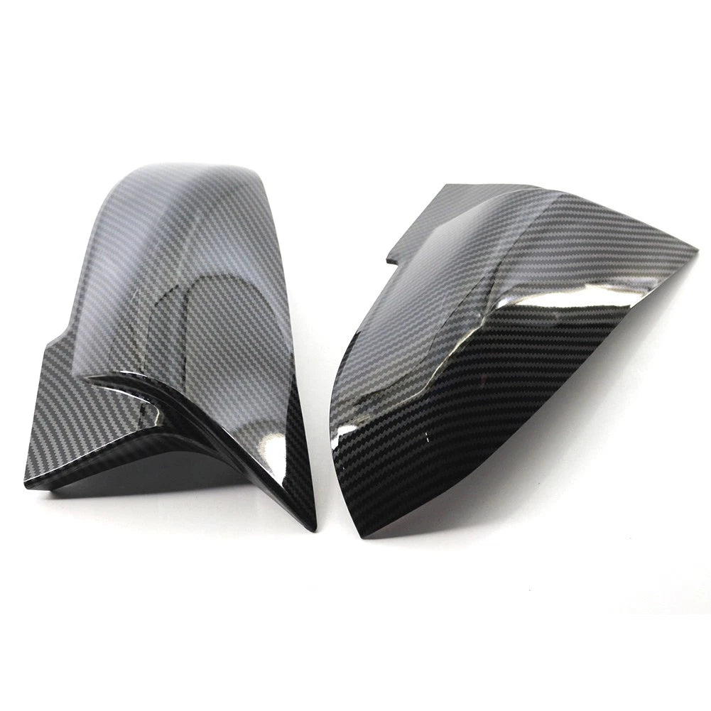 2x Carbon Fiber Rearview Mirror Cover Caps For BMW 1 2 3 4 Series X1 M2 I3 I3S