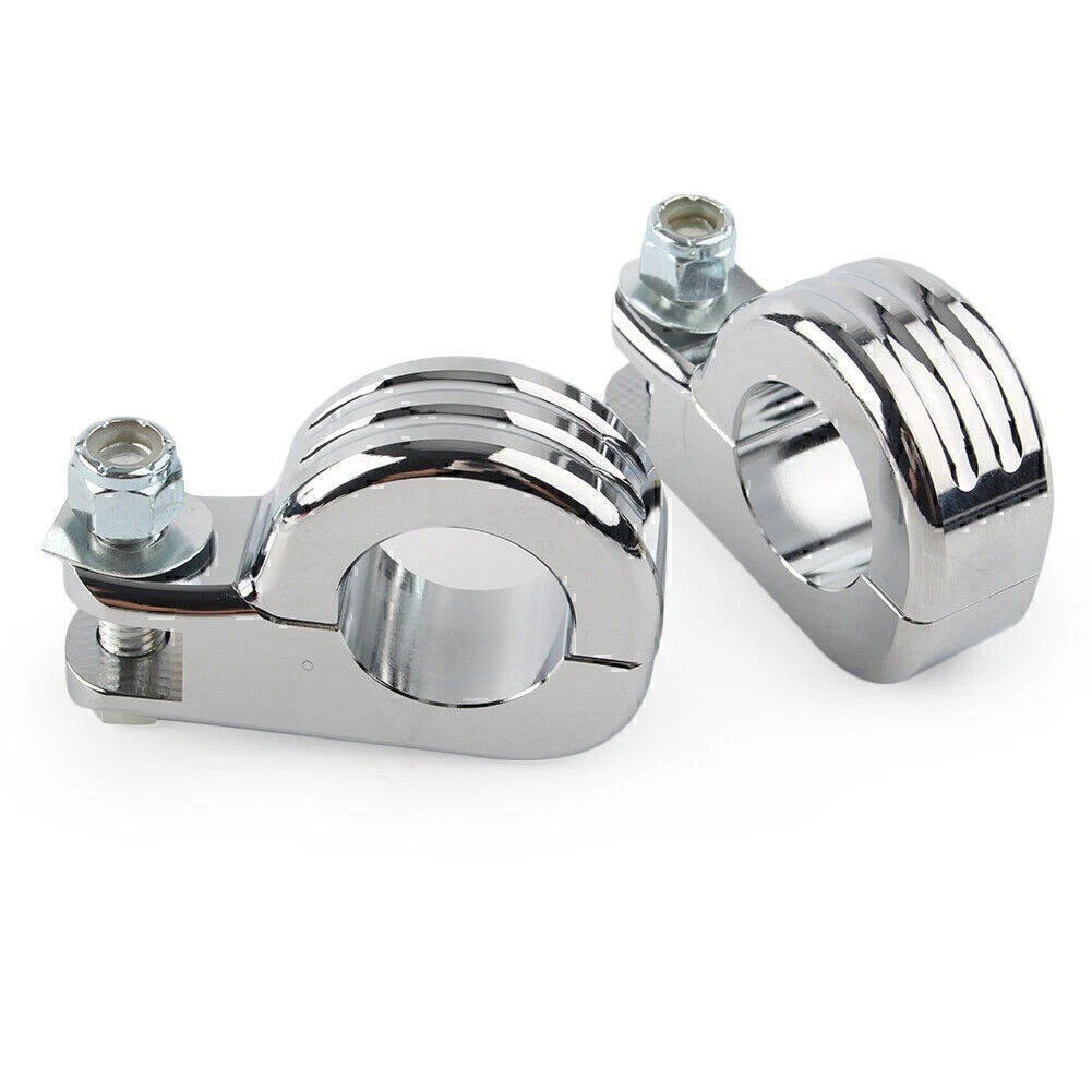 US 1.25" Highway Foot Peg Mounting P Clamps for Harley Dyna Engine Bars Chrome