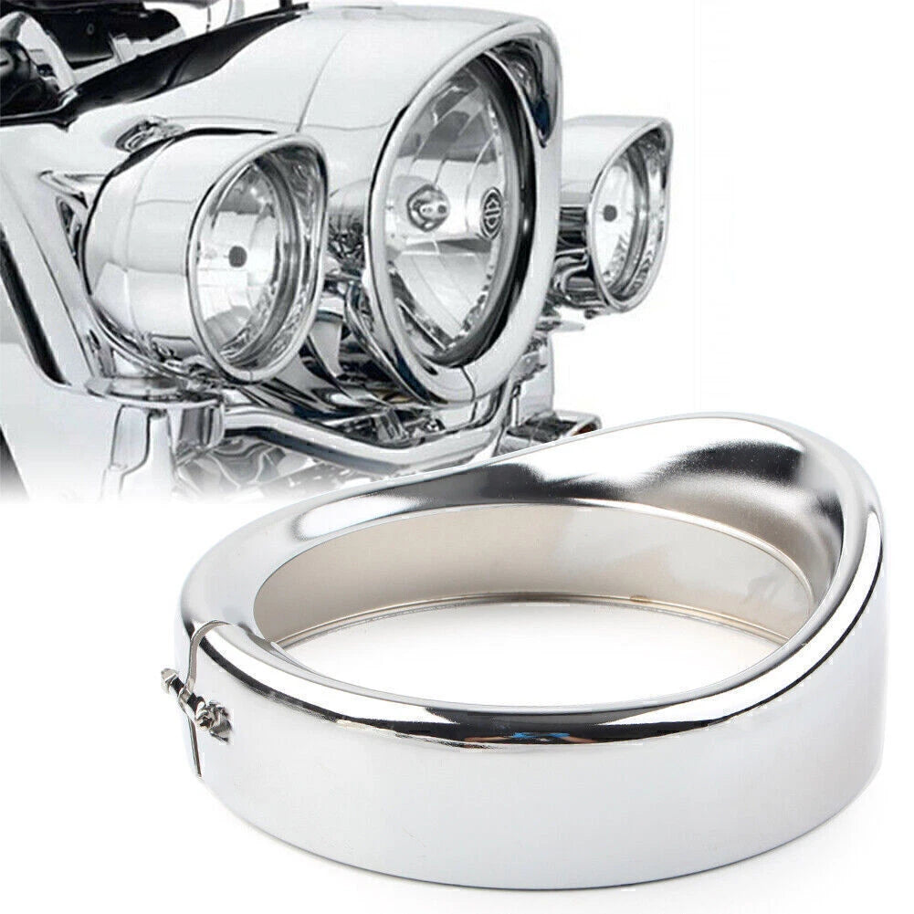 7" Headlight Passing Light Lamp Decorate Trim Ring Visor Cover Chrome for Harley