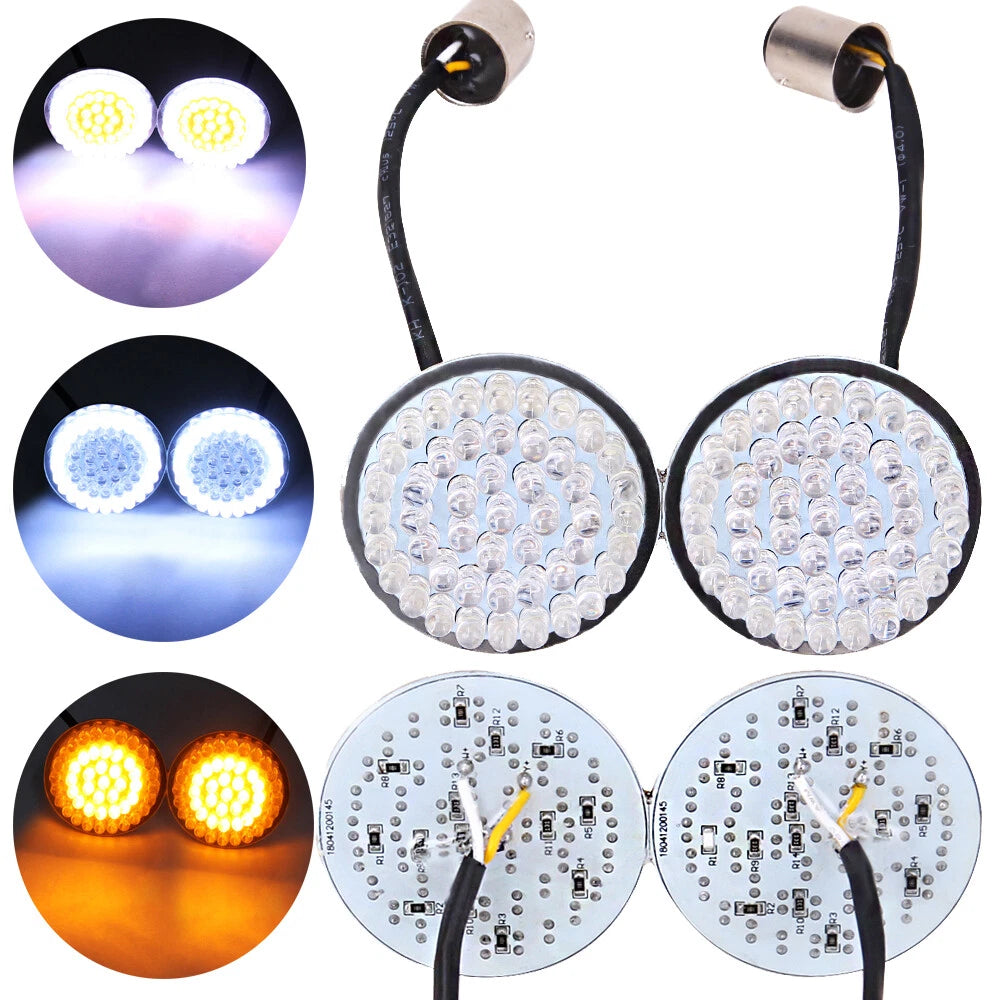 2" 1157 LED Turn Signal Light Blinker Bullet Flat Fit for Harley Softail Touring