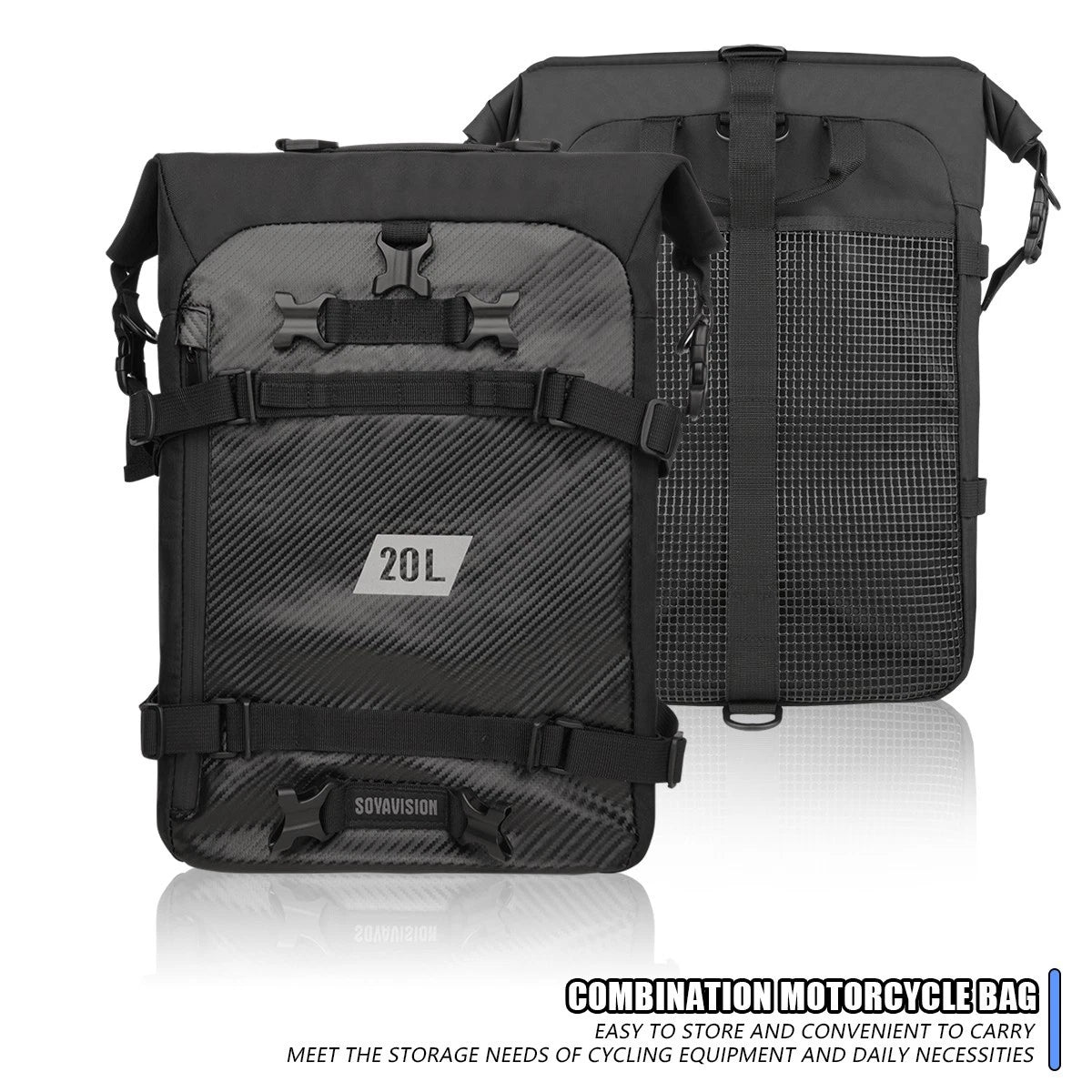 20L Motorcycle Rear Seat Bag Tail Luggage Storage Backpack For Harley BMW Honda