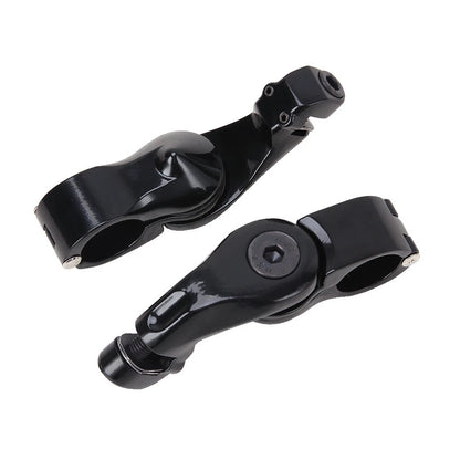 1-1/4" Black Highway Engine Guard Short Angled Foot Pegs Mount Clamp For Harley