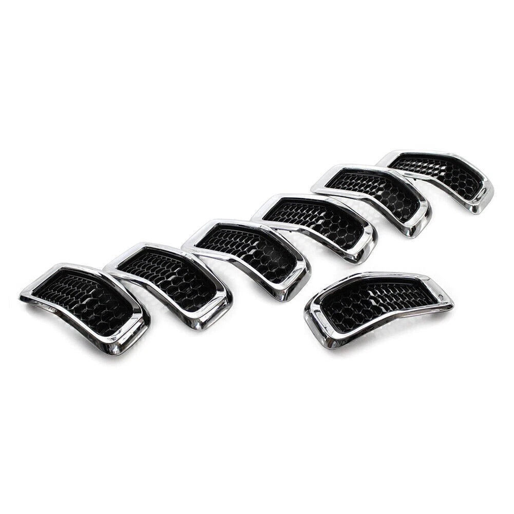 Honeycomb Front Grille Inserts Grill Cover Trim Chrome Fit Jeep Cherokee 2014-18