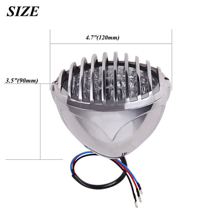 Chrome Motorcycle Headlight Lamp Finned Grill For Harley Chopper Bobber Custom