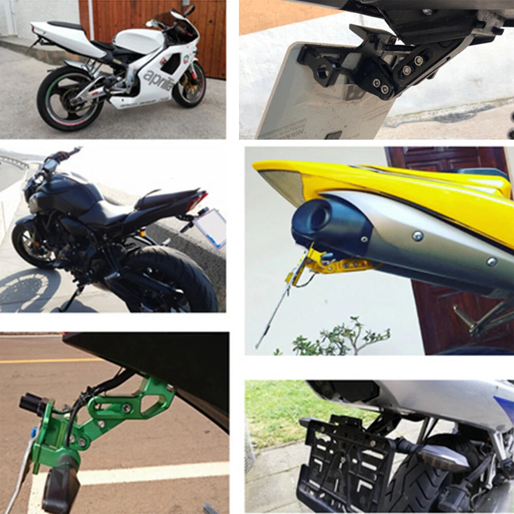Motorcycle License Plate Bracket Fender Eliminator Kit Tail Tidy Mount LED Light