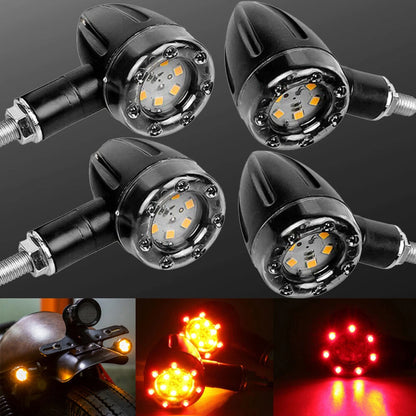 4PCS Motorcycle LED Bullet Brake Blinker Tail Turn Signal Light For Harley Honda