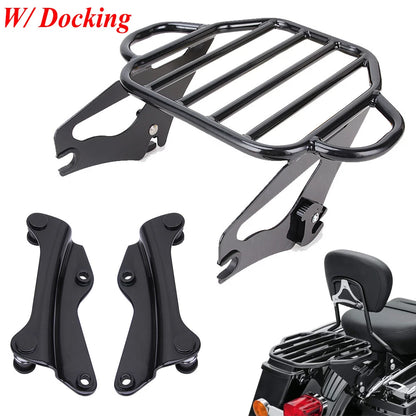 Black Trunk Tour pak pack Mounting Rack+Docking Kit For Harley 2014-2022 Touring