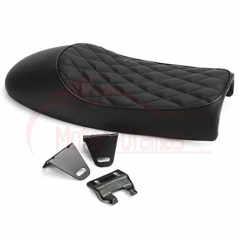 Universal Motorcycle Cafe Racer Seat Flat Brat Saddle For Honda Suzuki Yamaha