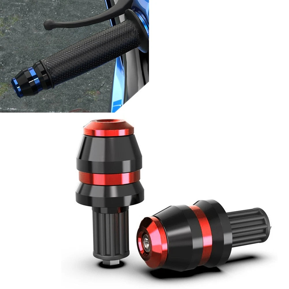2x Universal 22mm 7/8" Motor Handlebar Grips Bar End Slider Cap Plugs CNC Red