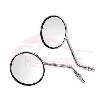 Pair Motorcycle Rear View Rearview Side Round Mirrors Universal 10mm For Yamaha
