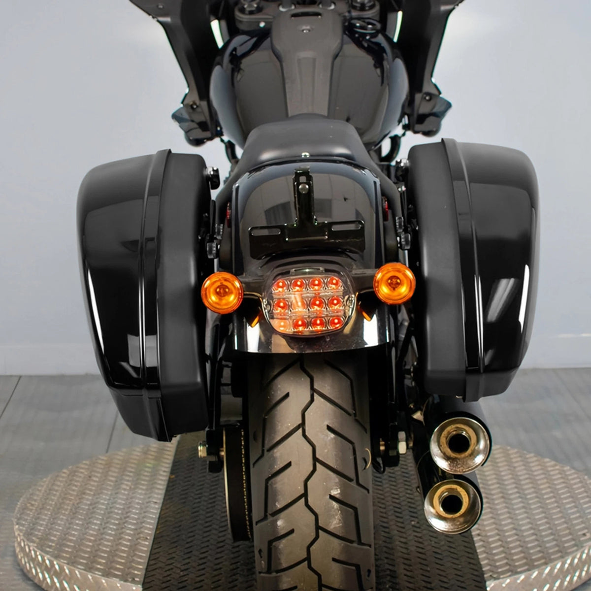 Gloss Black Saddlebags LED Brake Turn Light For Harley Low Rider ST FXLRST 22-24