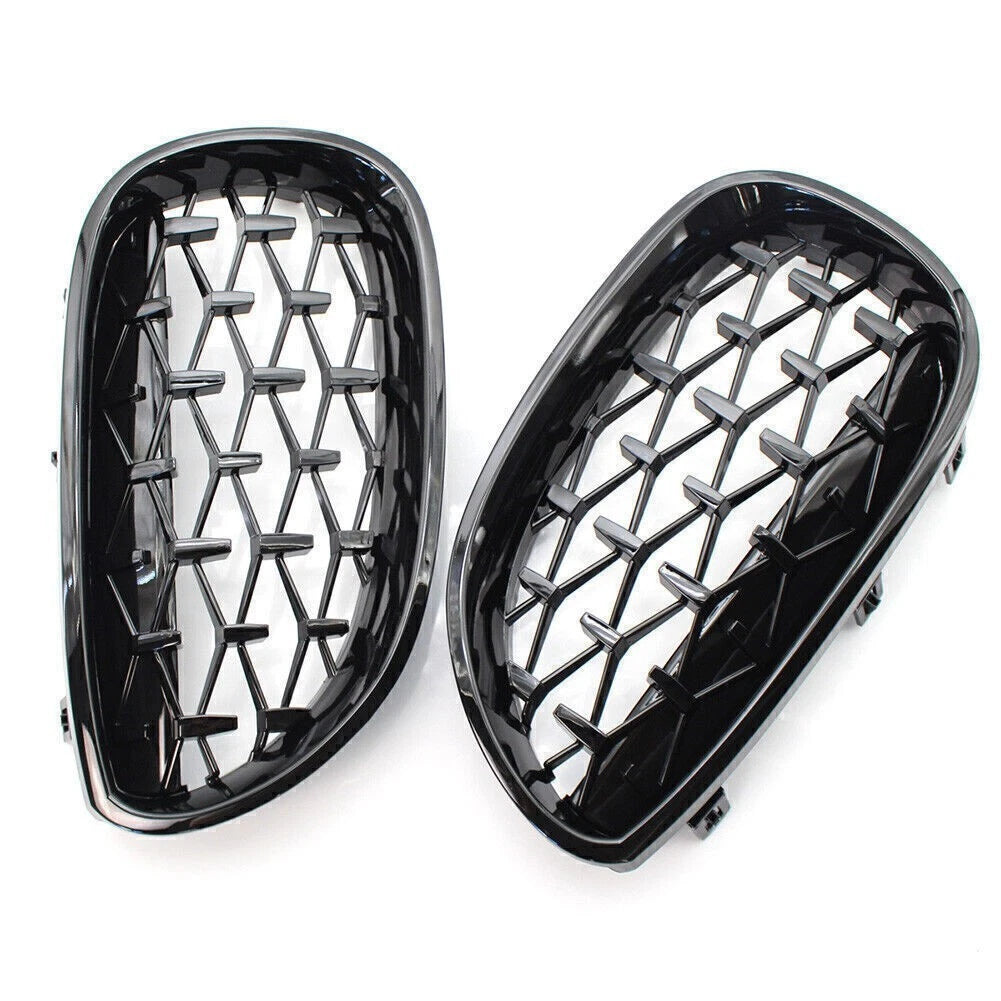 Front Kidney Grill Diamond Meteor Black For BMW E60 03-09 5 Series Gloss Car US