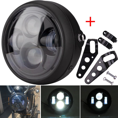 6.5'' Motorcycle Universal LED Headlight High Low Light For Harley Cafe Racer US