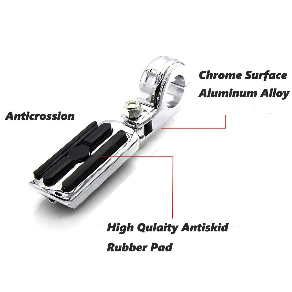 Chrome Highway Foot Pegs For Harley Road King Electra Street Glide 1-1/4" Bar US