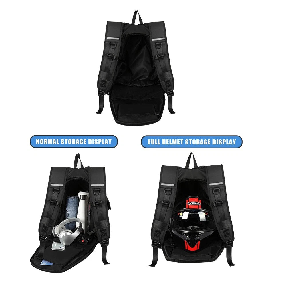 Reflective Motorcycle Helmet Backpack Waterproof Storage Riding Shoulder Bag
