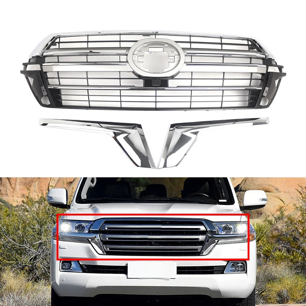 Front Bumper Center Grille Set For Toyota Land Cruiser LC200 2016-2021